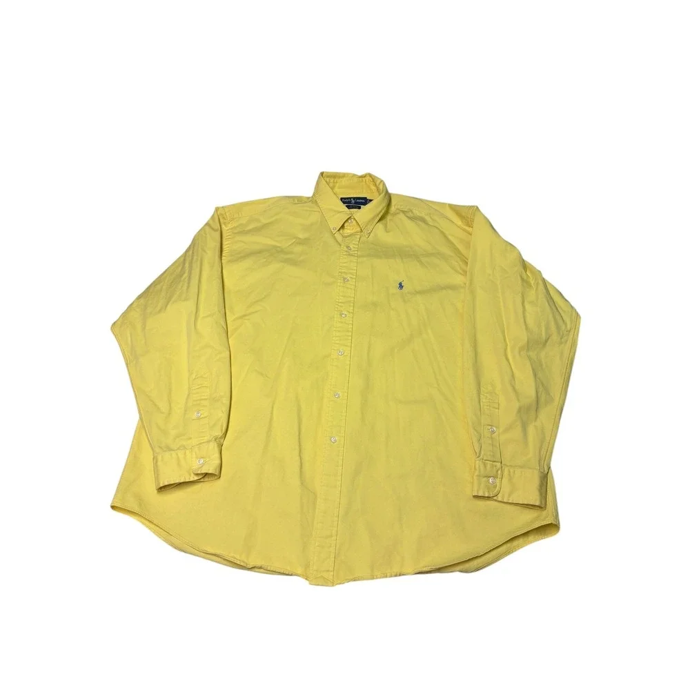 Ralph Lauren Blake Shirt Mens XXL Yellow Cotton Twill Button Down Long Sleeve